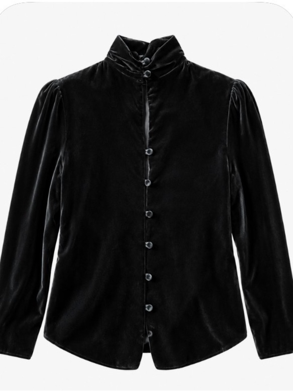 Women's Black Velvet Button-Front Blouse / Great for Halloween